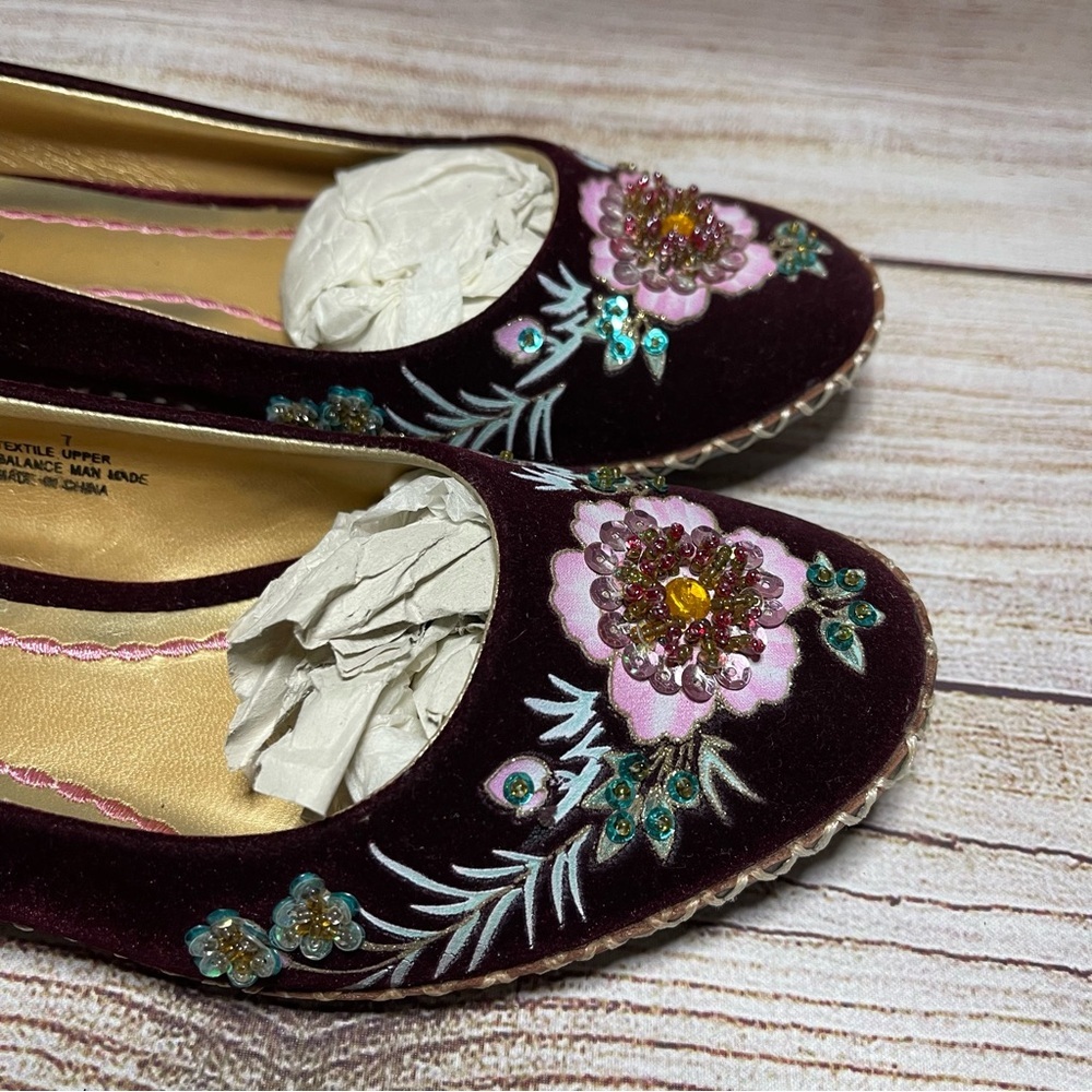 J Jill Ballet Flats Womens Shoes Ballet Flats Embellished Rhinestones 7 Floral - Picture 4 of 9